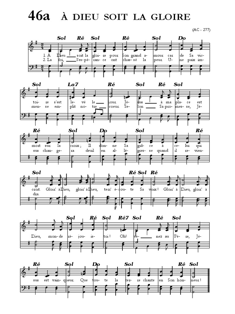 A Dieu Soit La Gloire (partition)