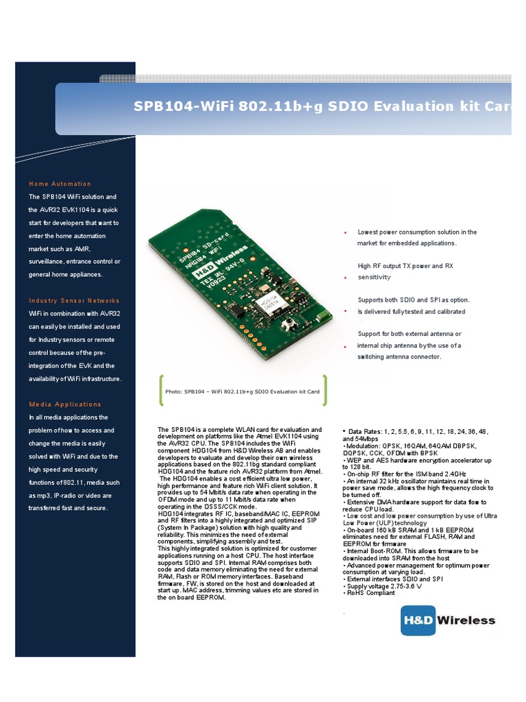 SPB104 Product Brief PDF Random Access Memory Wi Fi