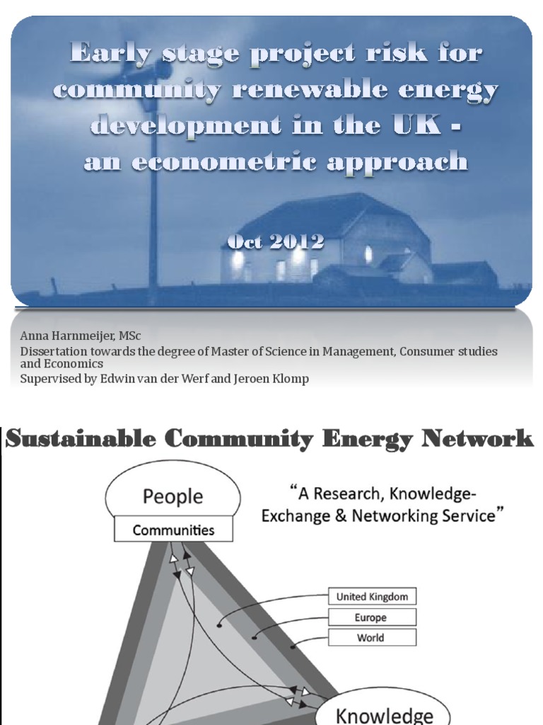 Early Stage Project Risk For Community Energy in The UK - An ...