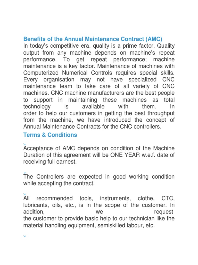 The Benefits of Annual Maintenance Contracts for CNC Machines: Ensuring ...