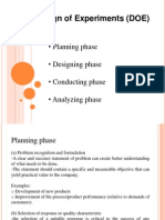 Design of Experiments (DOE) : - Planning Phase - Designing Phase - Conducting Phase - Analyzing Phase