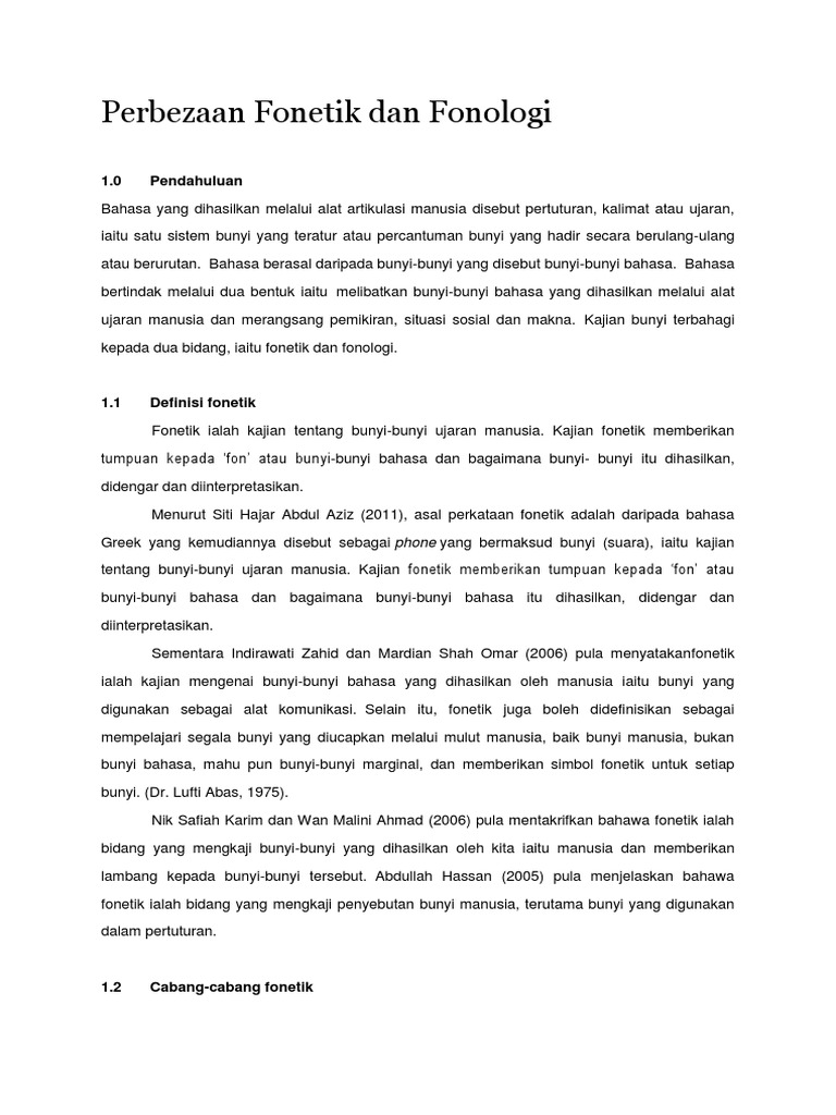 Perbezaan Fonetik Dan Fonologi Pdf