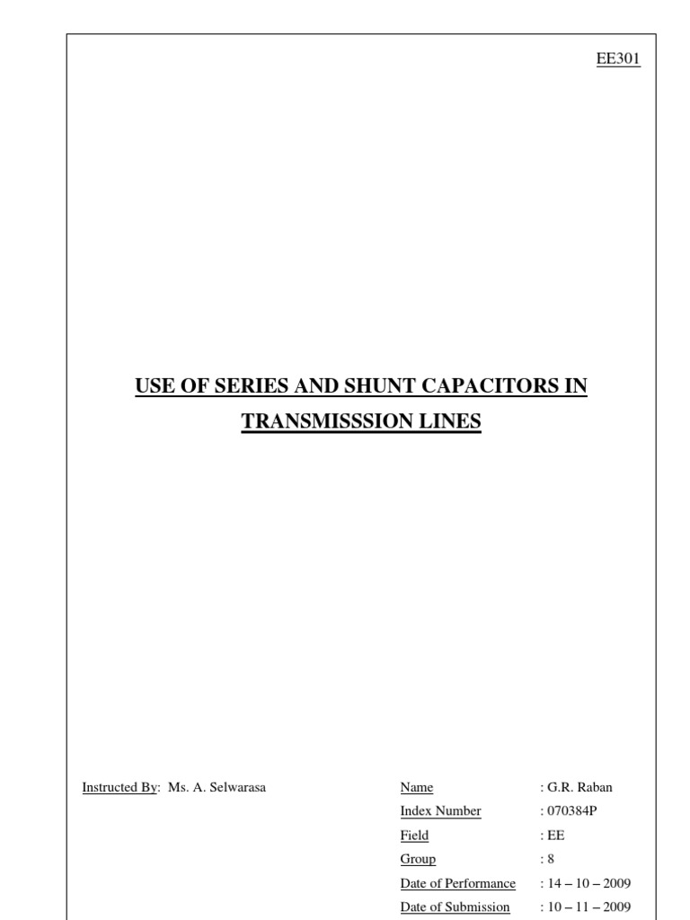 Capacitor Use in Transmission Lines | PDF | Ac Power | Electric Power
