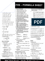 Mathematics 2unit Formula Sheet