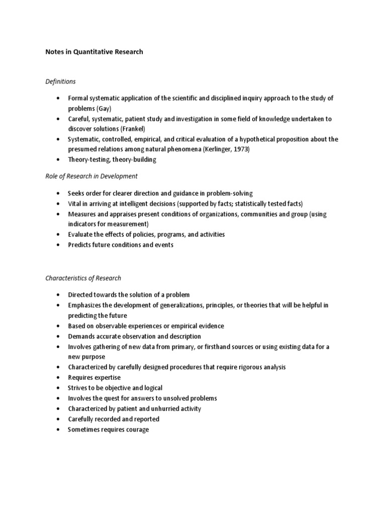 quantitative research short notes