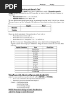 Guided Notes Adjective Noun Agreement and The Verb Ser