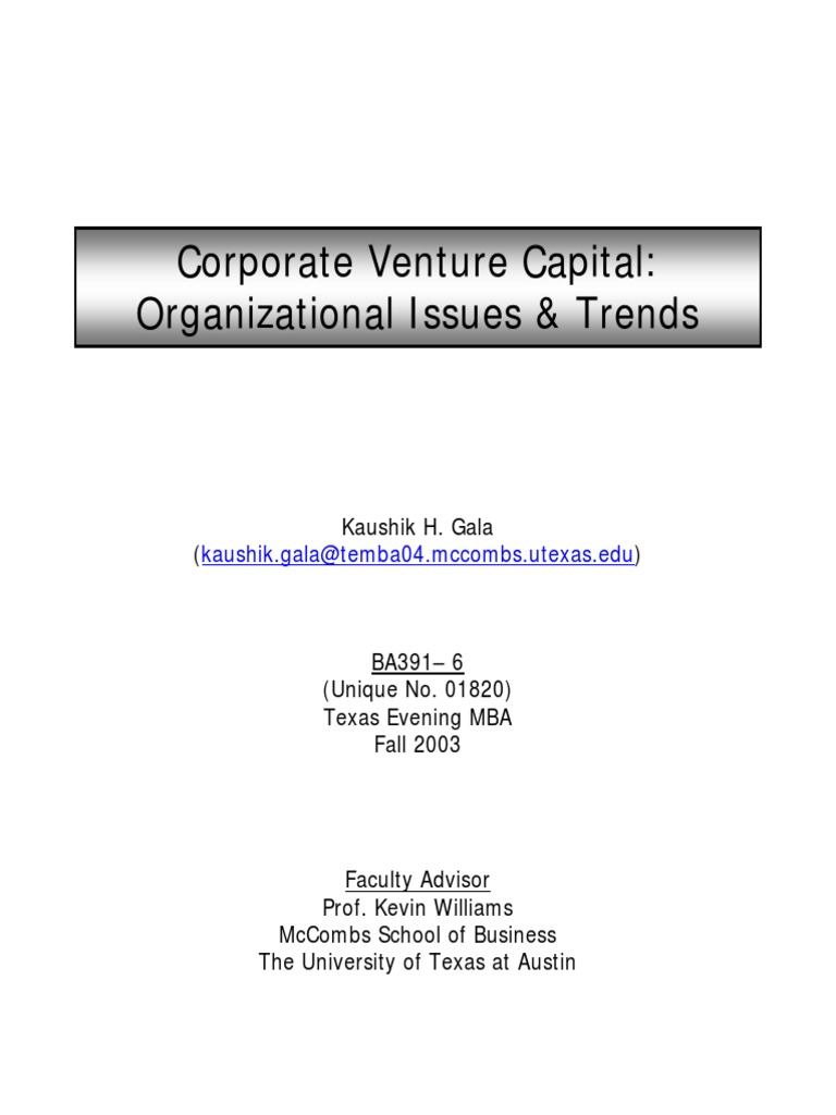 Corporate Venture Capital Pdf Venture Capital Corporate Finance