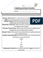 Spelling Assignment Checklist CW