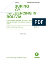 Measuring Policy Influencing in Bolivia - Effectiveness Review: Women's Citizenship For Change Through Intercultural Forums in Urban Areas