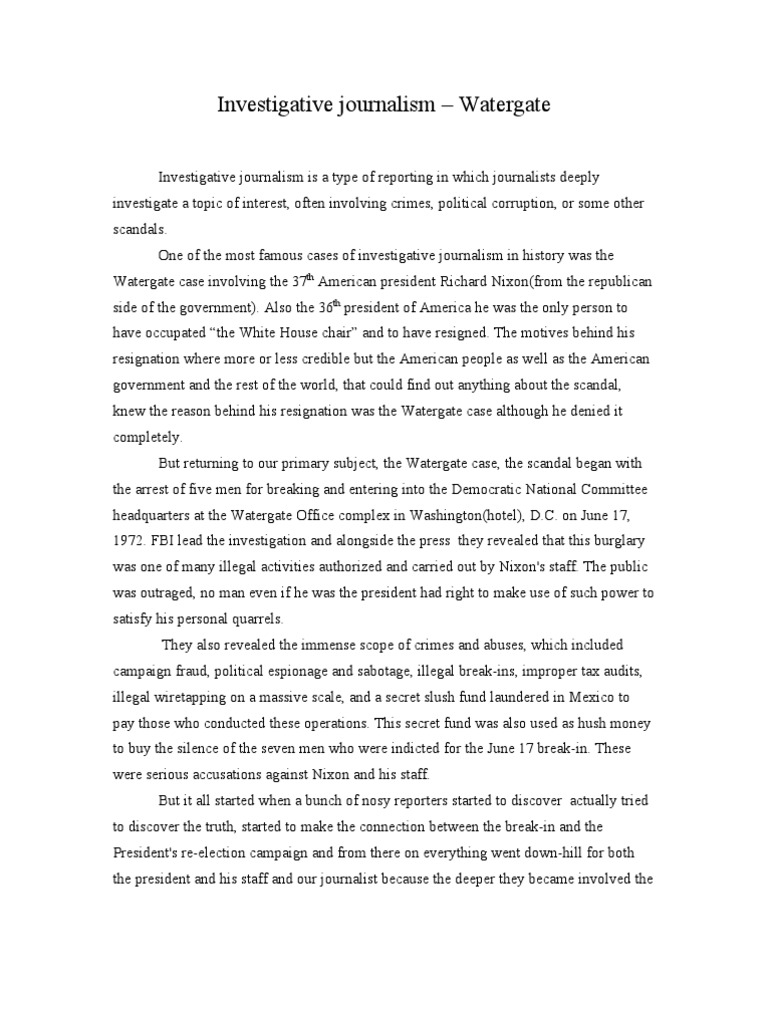 Investigative Journalism PDF Watergate Scandal United States Travel