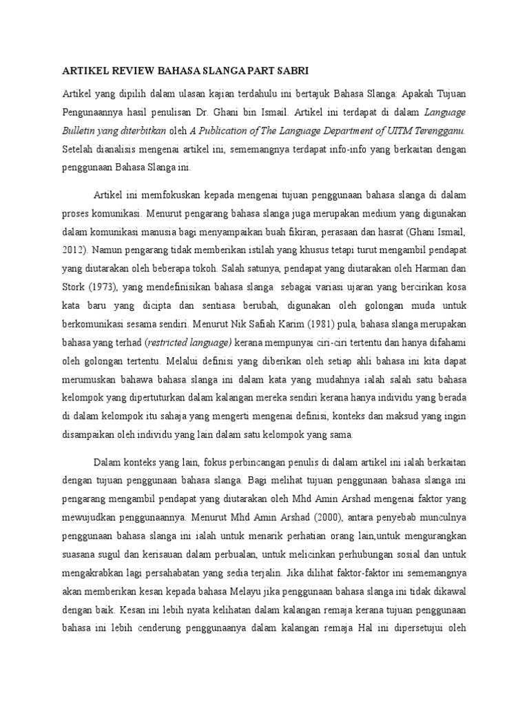 Tujuan Penggunaan Bahasa Slanga | PDF