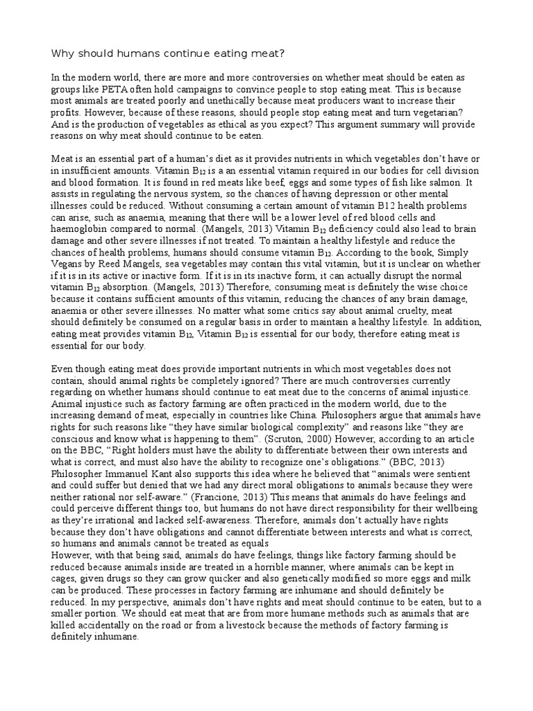 Eating Meat Argument Summary Download Free PDF Vitamin Vegetarianism