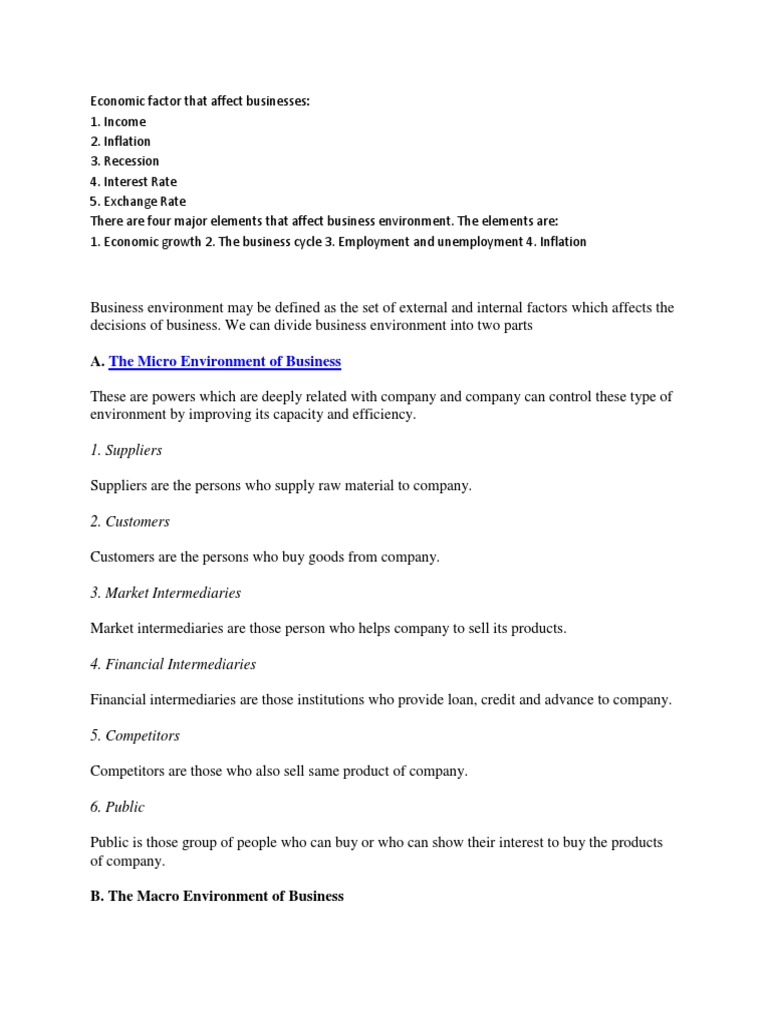 Economic Factors Impacting Businesses | PDF | Economic Planning ...