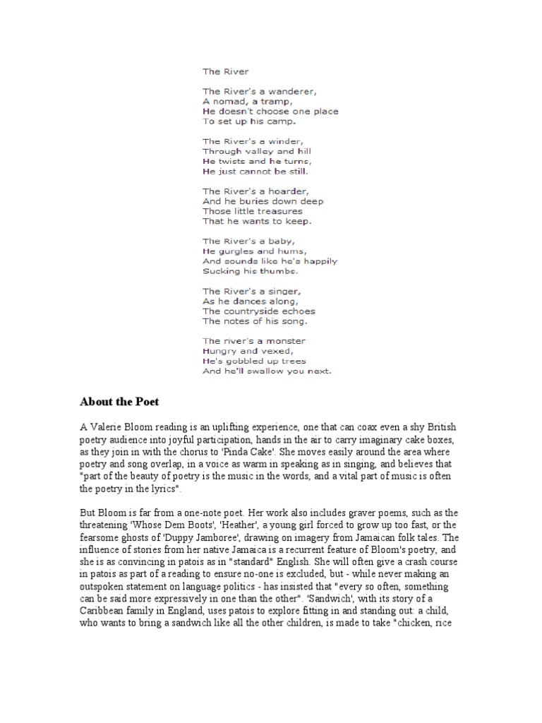 The River Valerie Bloom Jamaica Poetry