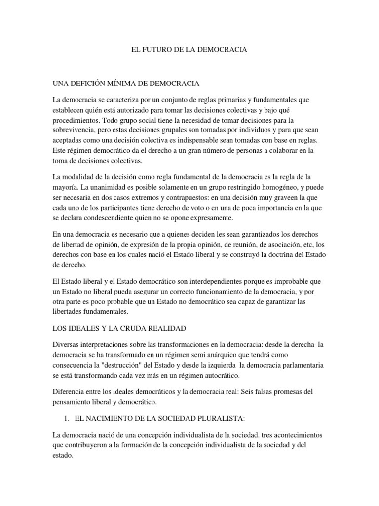 El Futuro de La Democracia | PDF | Democracia | Ideologías políticas