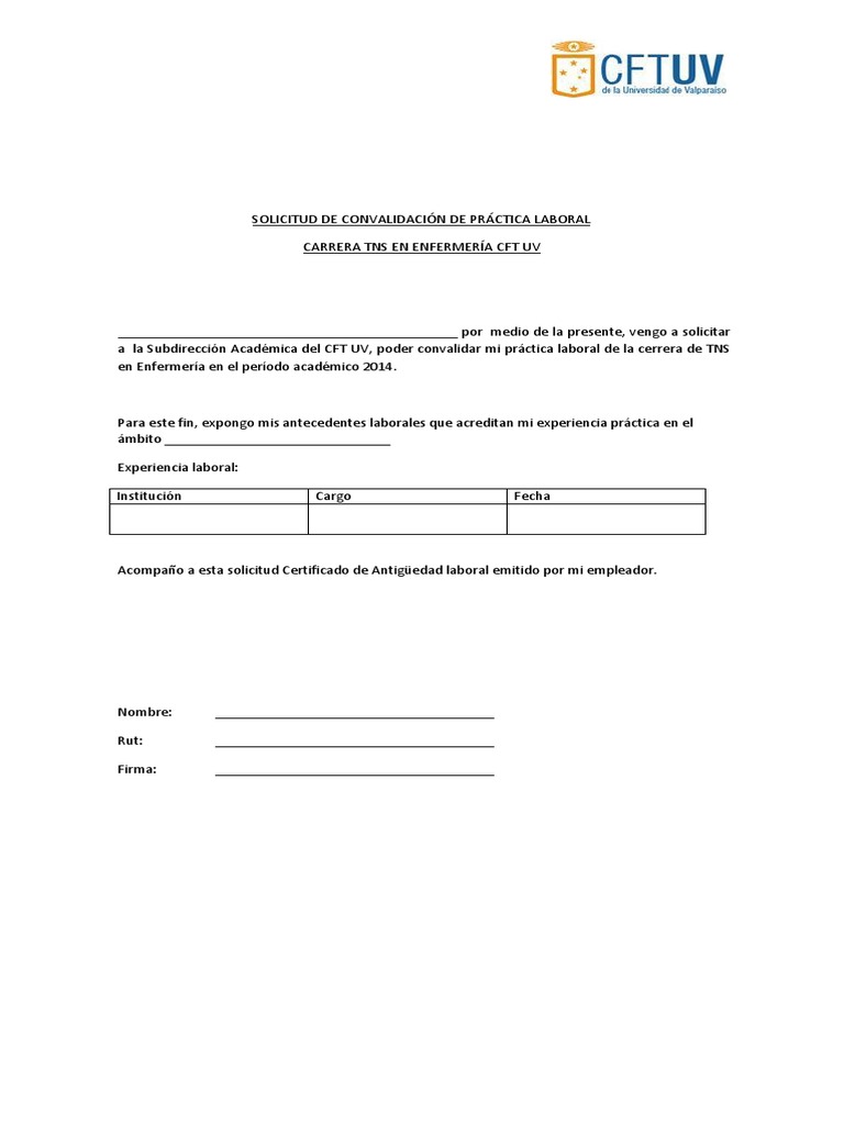 Solicitud de Convalidación de Práctica | PDF | Crecimiento personal y ...