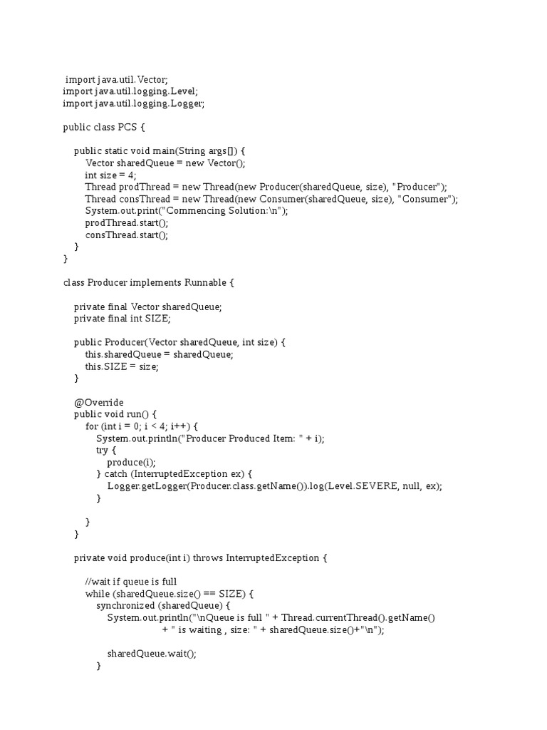 Java Producer-Consumer Example | PDF | Logging | Concurrent Computing