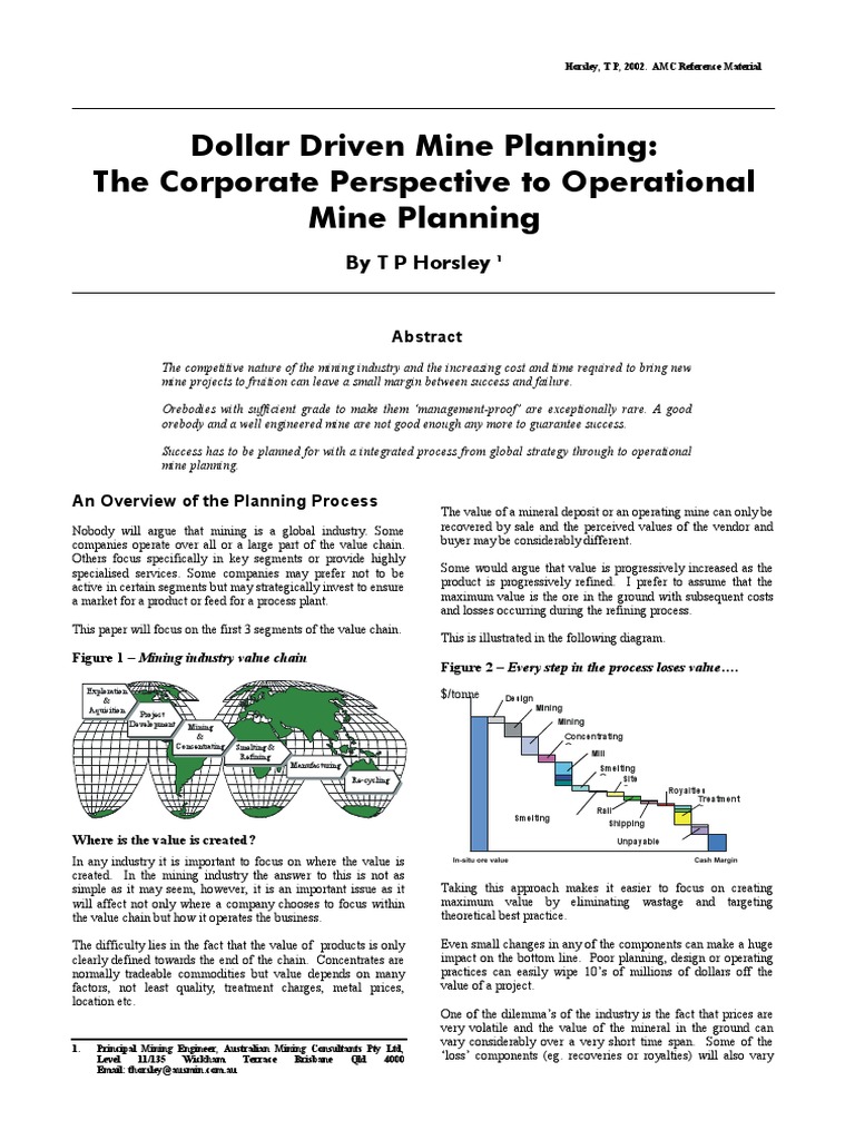 Corporate Mine Planning Strategies | PDF | Mining | Strategic Planning