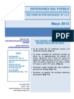 Reporte M. de Conflictos Sociales N 111 Mayo2013