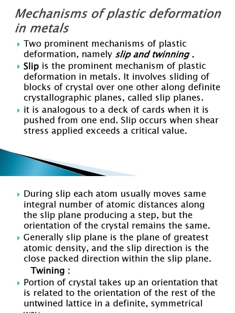 Mechanisms of Plastic Deformation in Metals | PDF | Deformation ...
