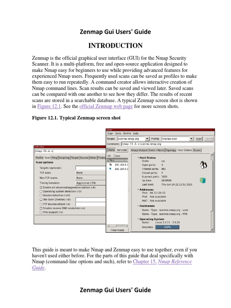 Zenmap GUI User Guide Overview | PDF | Graphical User Interfaces ...