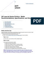 HP LaserJet Series Printers - Media Recommendations, Specifications, and Weights