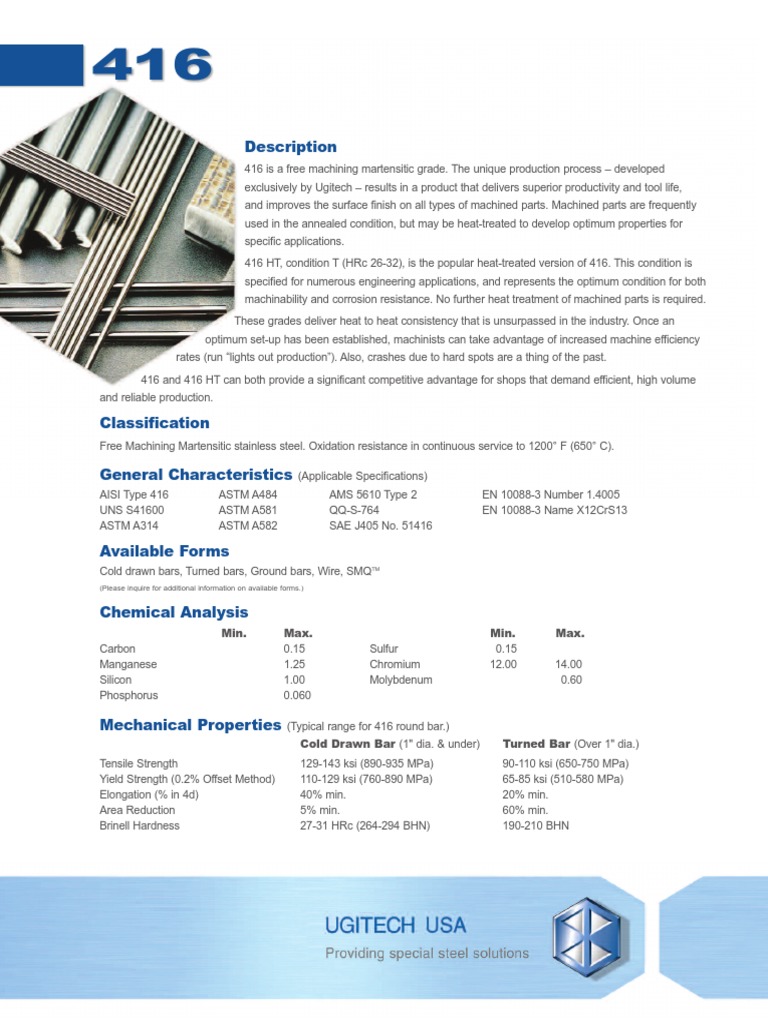 Aisi 416 | PDF | Heat Treating | Corrosion