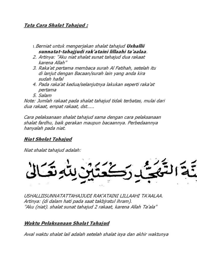 Bacaan Surah Dalam Solat Tahajud