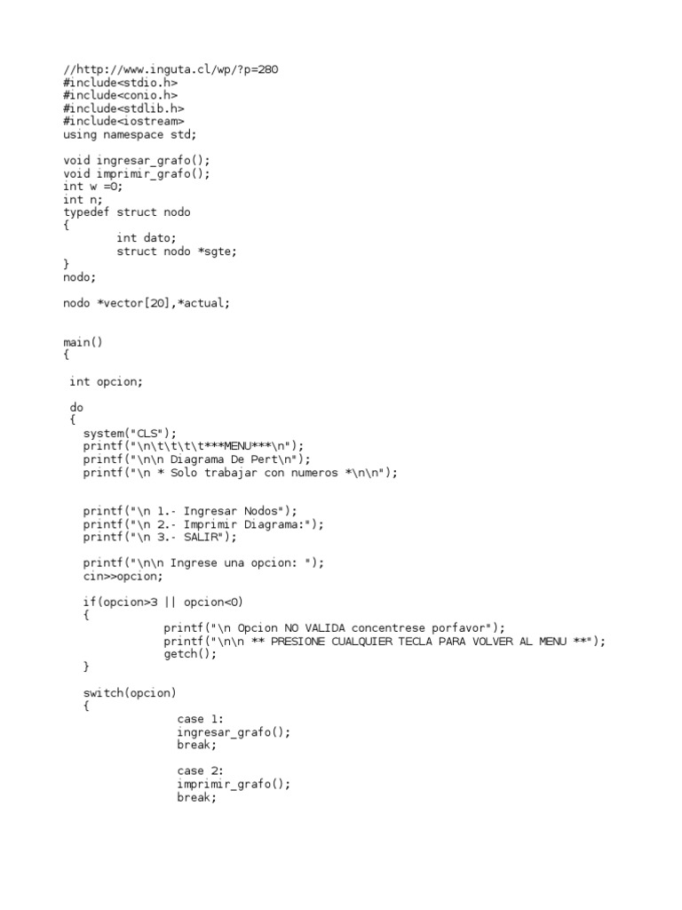 Ejemplo de Grafo en C++ | PDF | C ++ | Programación de computadoras