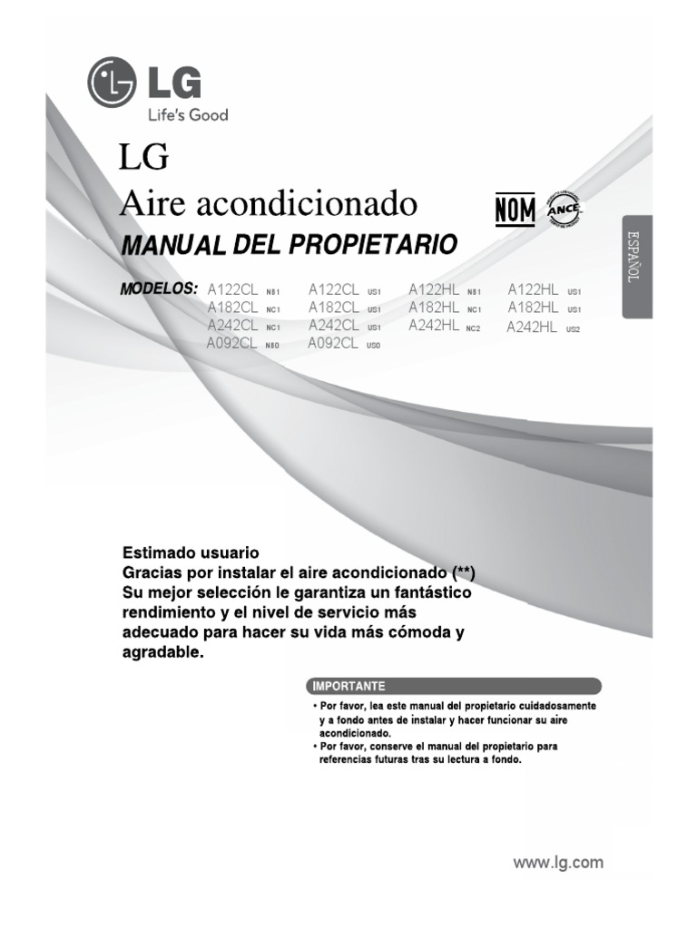 Manual de Usuario LG AC Control remoto Aire acondicionado
