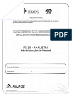 PS 28 - ANALISTA I - Administração de Pessoal - 30q2093630