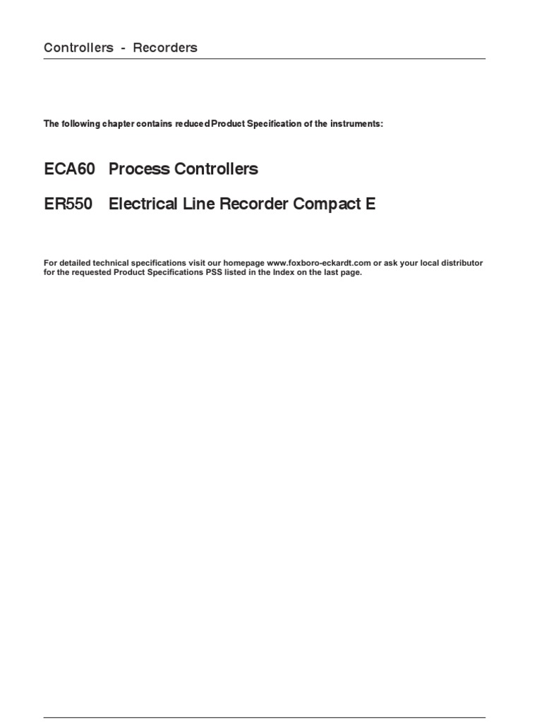 ECA60 Process Controllers Overview | PDF | Power Supply | Control Theory