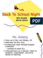 Back To School Night: 4th Grade 2013-2014