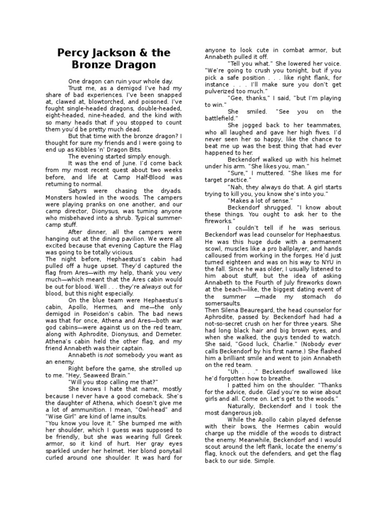 Percy Jackson and the Bronze Dragon Dragon Nature