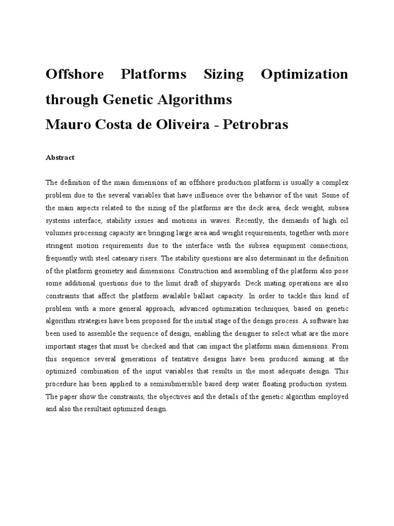 Offshore Platforms Sizing Optimization | PDF | Mathematical ...