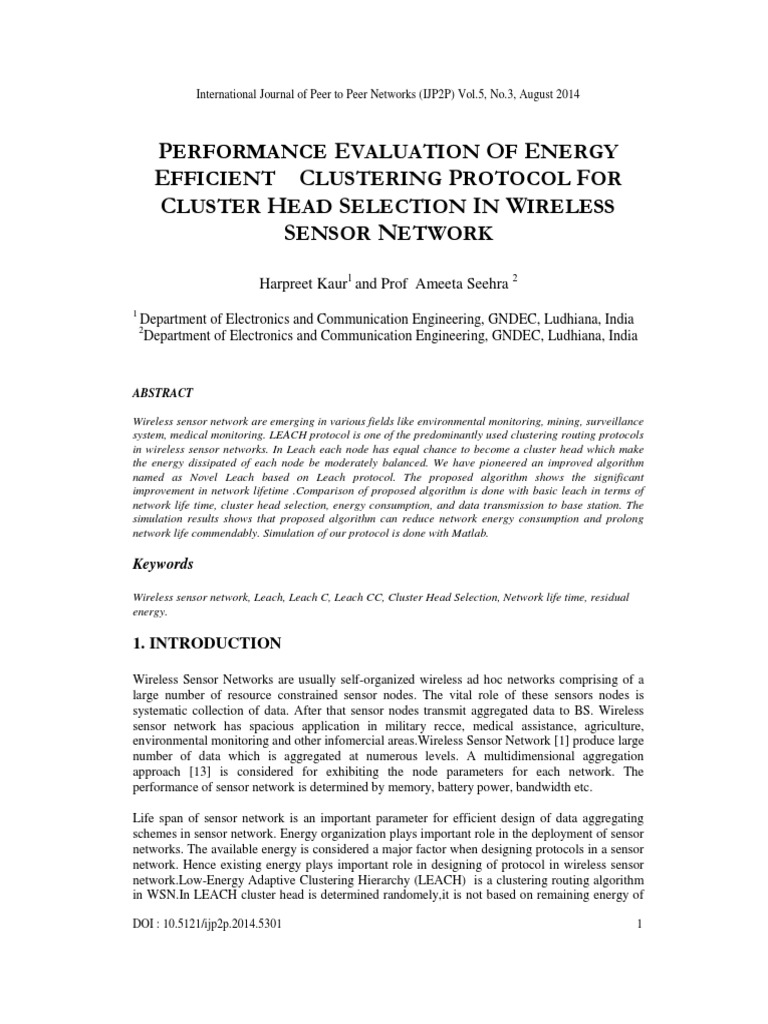 Energy-Efficient Clustering in WSN | PDF | Wireless Sensor Network ...