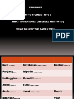 Variables What To Change (WTC) What To Measure / Observe (WTM / Wto) What To Keep The Same (WTS)