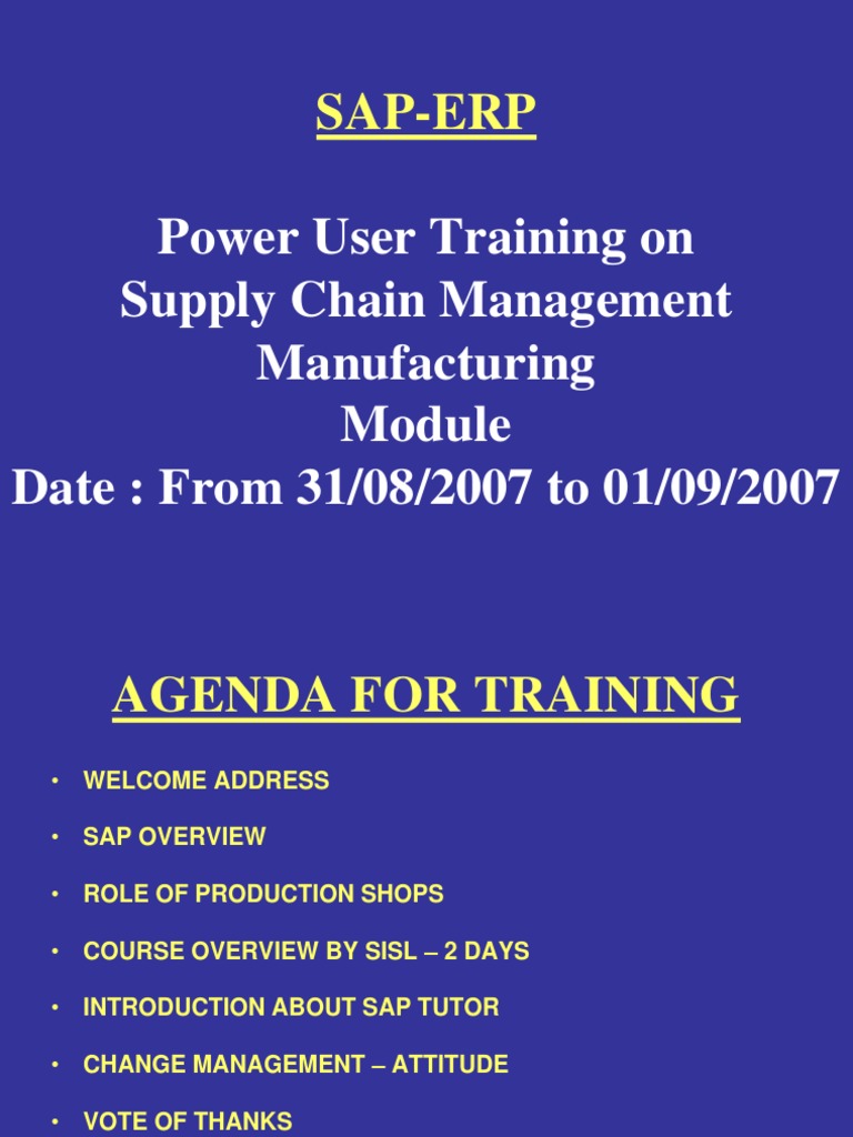 SAP Supply Chain Power User Training | PDF | Business | Finance & Money ...