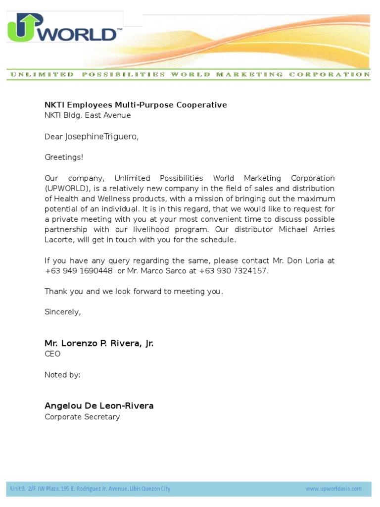 NKTI Employees Multi-Purpose Cooperative Letter | PDF