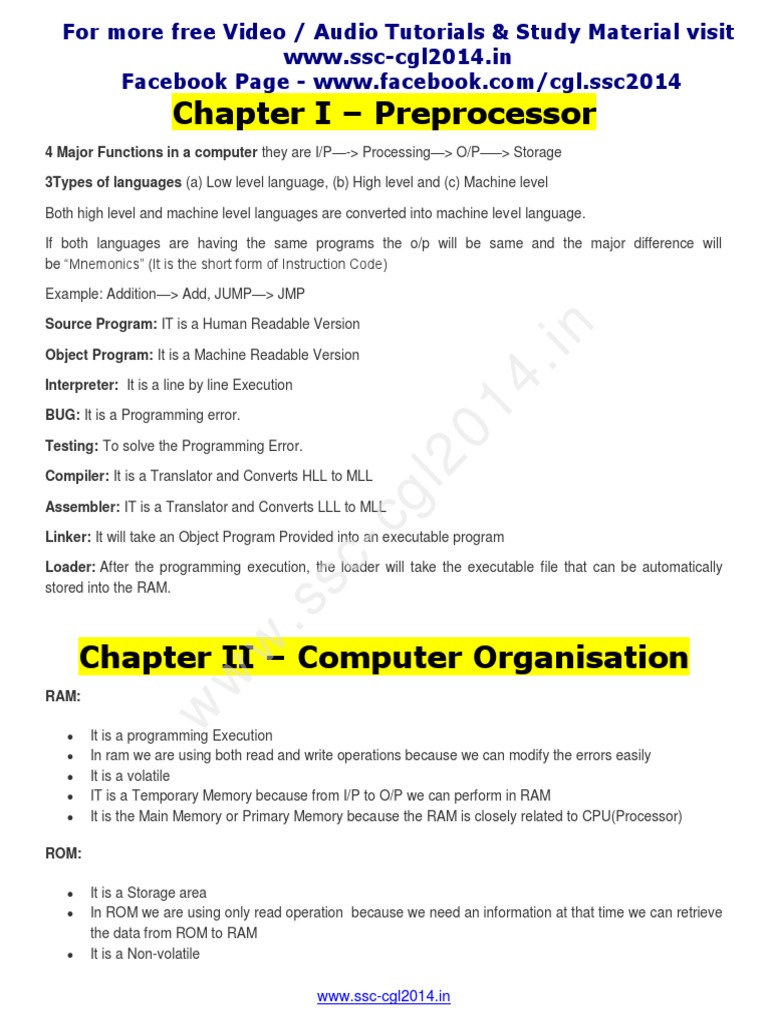 Computer Notes For Competitive Exams, CCC Exam, BCC Exam PDF