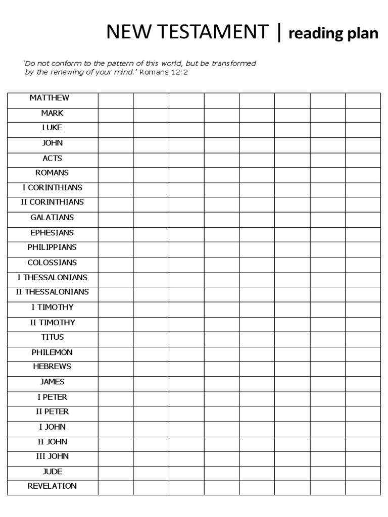 New Testament Reading Plan PDF