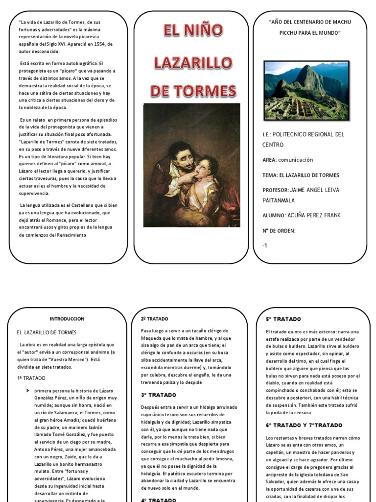Triptico El Lazarillo de Tormes | PDF