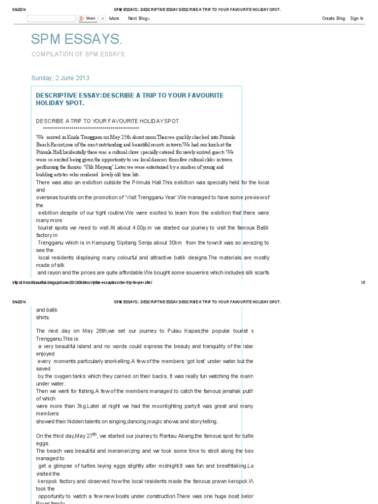 Trip essay spm image