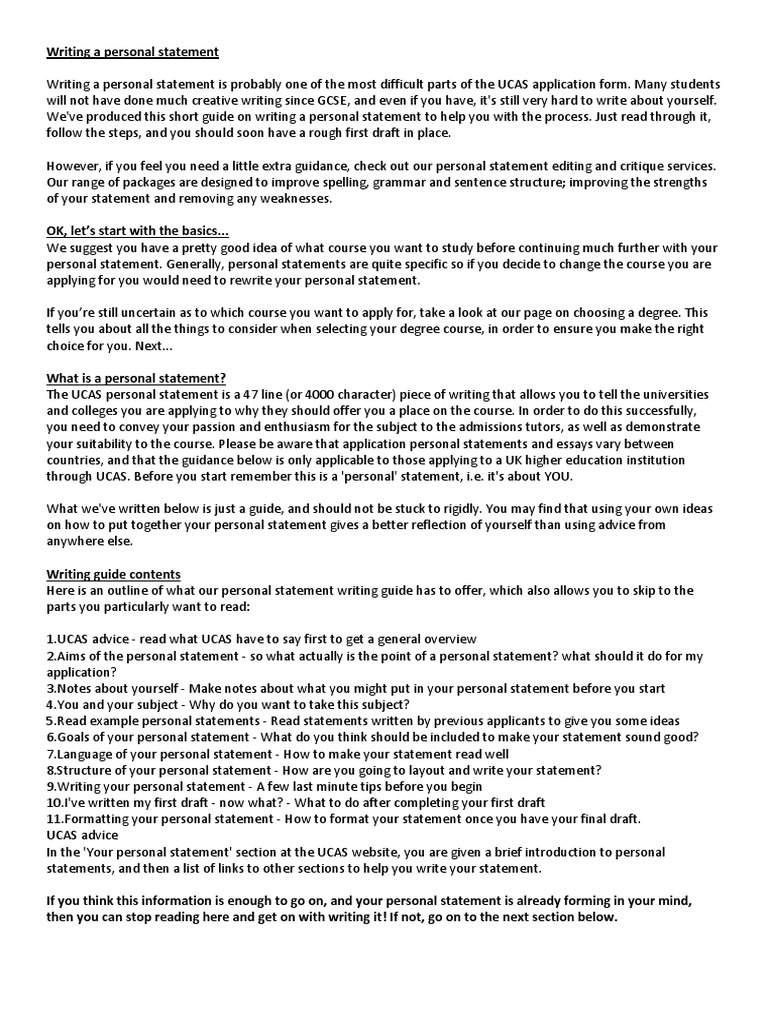 Writing A Personal Statement | PDF | University And College Admission