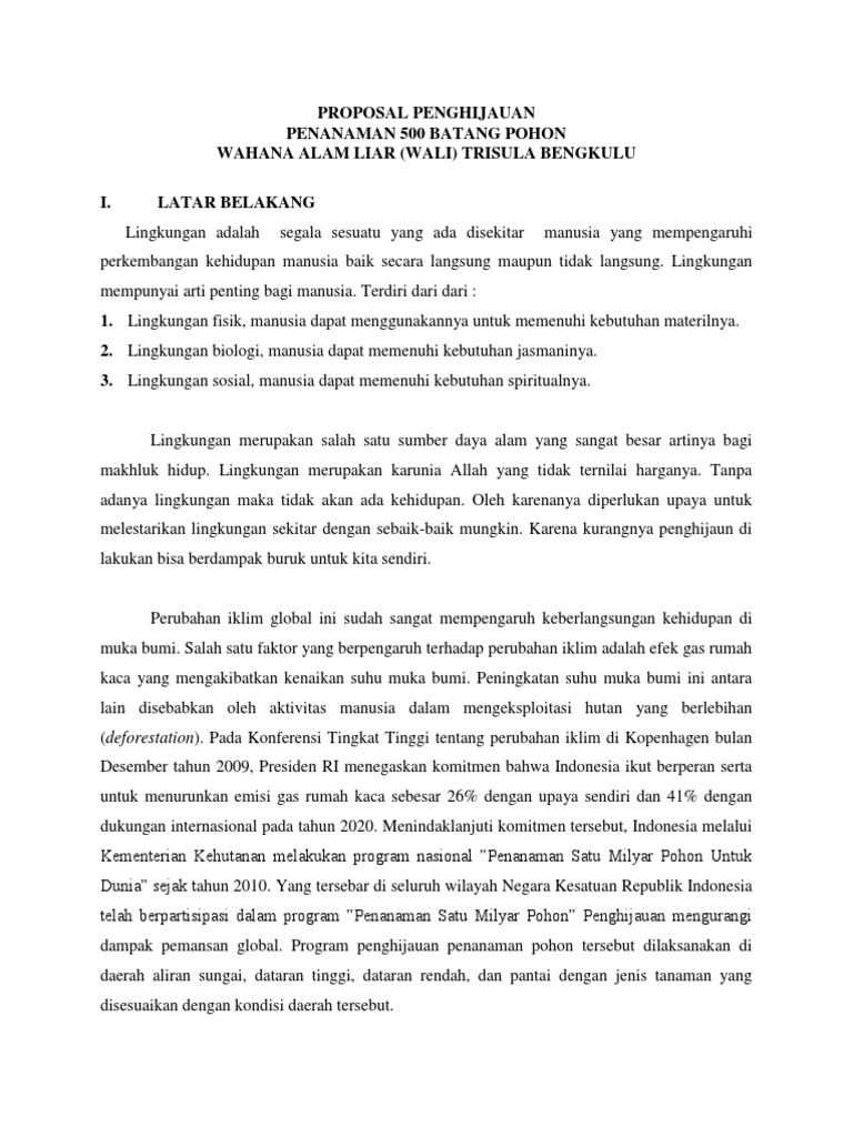 Proposal Penghijauan