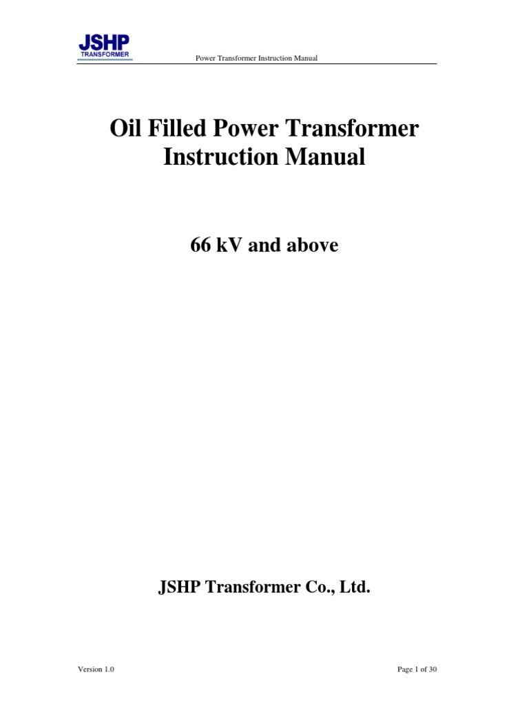 JSHP 69kV Transformer Manual | PDF | Transformer | Leak