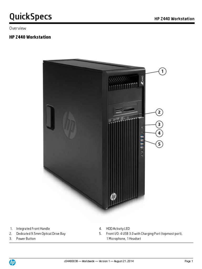 New HP Z440 Workstation | PDF | Solid State Drive | Bios