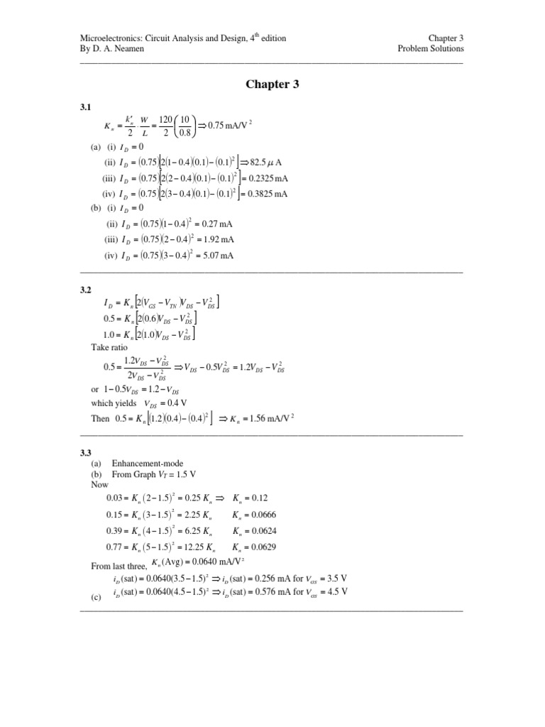 Chapter 3 Solutions: Microelectronics | PDF
