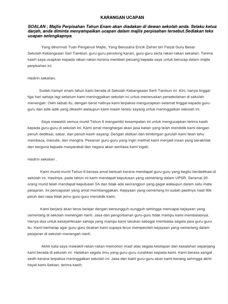 Karangan Ucapan 1 Pdf