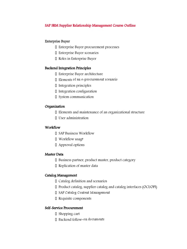 Enterprise Buyer: SAP SRM Supplier Relationship Management Course ...